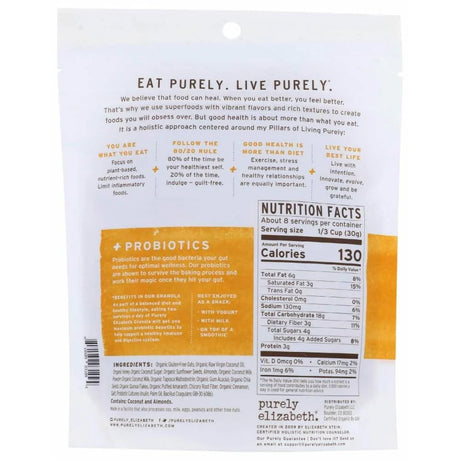 PURELY ELIZABETH Probiotic Granola,Hny Almond 8 OZ