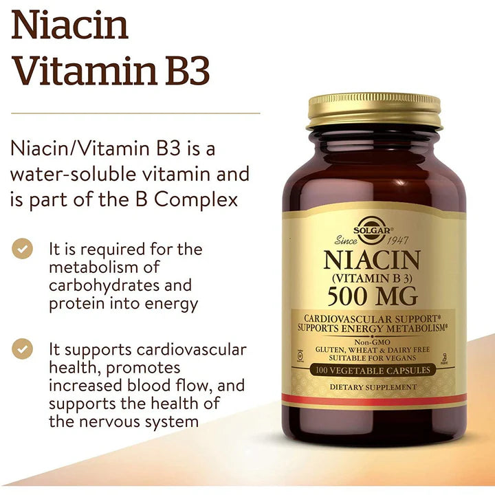 Solgar Niacin (Vitamin B3) 500 mg Vegetable Capsules 100V cap