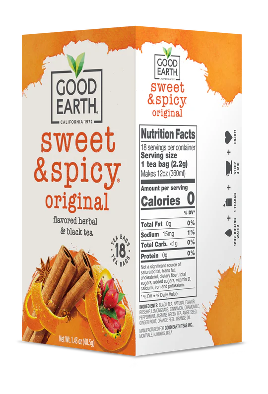 GOOD EARTH TEAS Herbal & Black Tea Sweet & Spicy 18 BAG