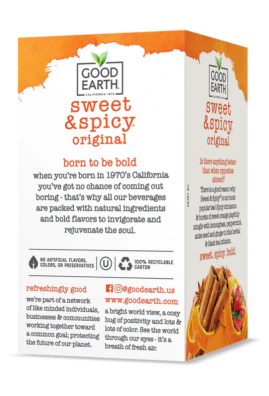 GOOD EARTH TEAS Herbal & Black Tea Sweet & Spicy 18 BAG